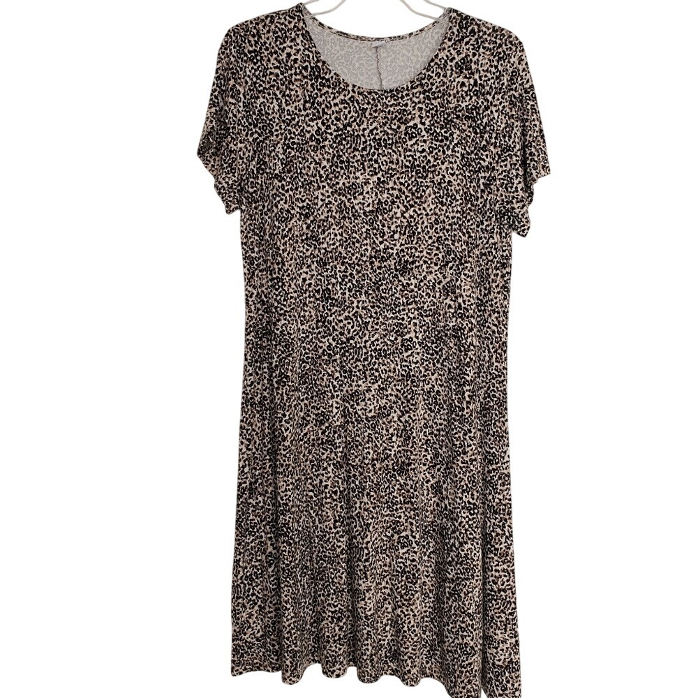 Old Navy Short Sleeve‎ Leopard Print Tee Shirt Dress SZ:L